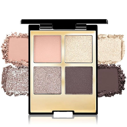 4 Colors Eyeshadow Makeup Palette,Nude Rose Gold Highly Pigmented Natural Neutral Nude Eye Shadow Palette with Mirror,Long Lasting Naturing-Looking,Waterproof,Blendable,Travel Size