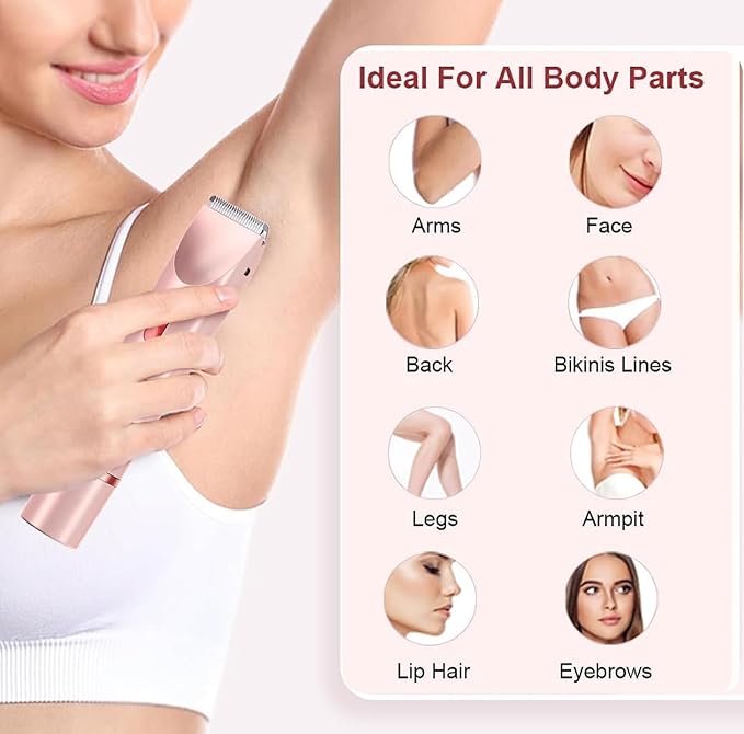 Dermave Bikini Shaver，Womens, Bikini Trimmer for Women, Glow Aura Electric Razor 2-in-1 Women's Body Shaver Dual Head Women's Trimmer for Leg Arm Body Grooming Tool (Purple)