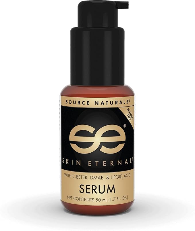 Source Naturals Skin Eternal Serum - Moisturizing Lotion with C-Ester, DMAE, & Liopic Acid- 1.7 Fluid oz
