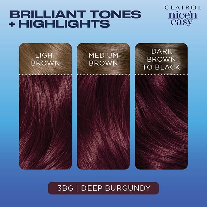Clairol Nice'n Easy Permanent Hair Dye, 3BG Deep Burgundy Hair Color, Pack of 1