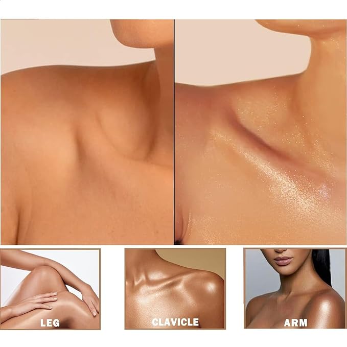 Shimmer Body Oil, Waterproof Lasting Moisturizing Luster Illuminates Skin.(SHINY GOLD)