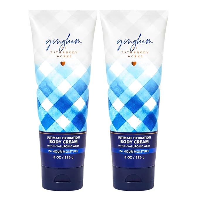 Bath and Body Works Gingham Body Cream Ultimate Hydration Gift Set For Women 2 Pack 8 Oz. (Gingham)