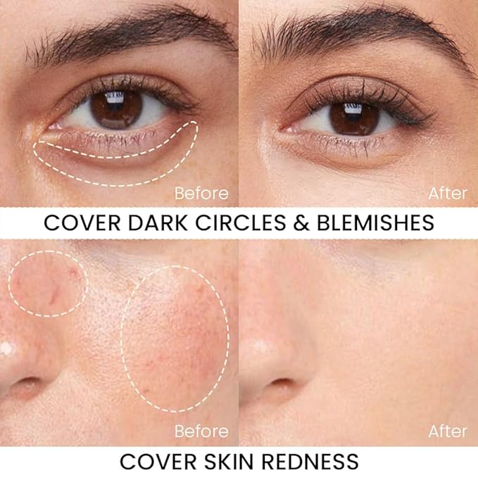 Kaely Dual-Ended Concealer Stick,Acne Dark Spot Corrector Makeup Brightener Waterproof,reen+Neutral 02 G