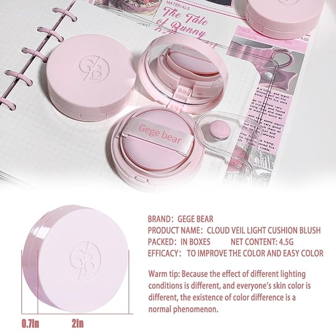Air Cushion Blush,Wearing Skin Tint Blush Makeup for Natural Flush