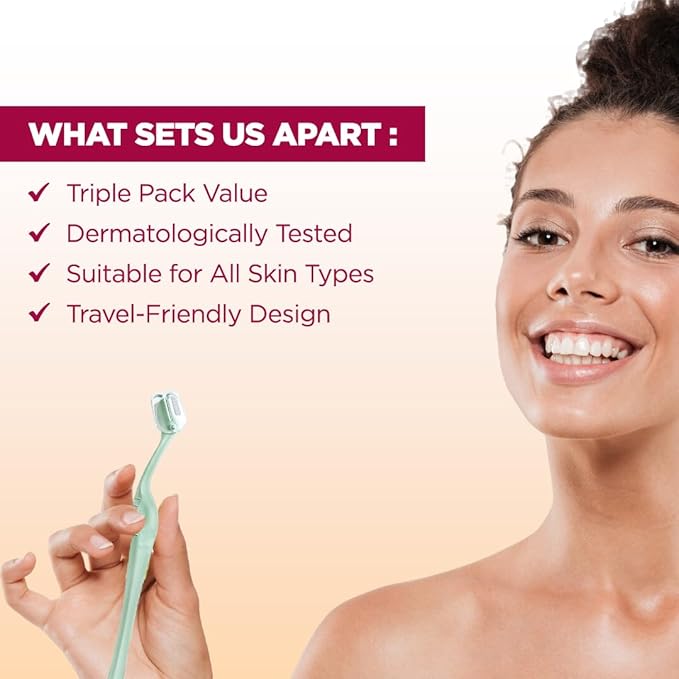 Eyebrow Shaper Tool for Women, 3ct | Eyebrow Shaper, Face Razor, Upper Lip & Chin Hair Remover | SS German Blade, Painless Shaving, Smooth Skin, Peach Fuzz Remover