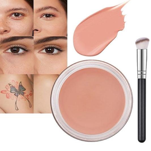 Pot Concealer with Makeup Brush Set,Tattoo Color Correcting ojeras (06-TAN)