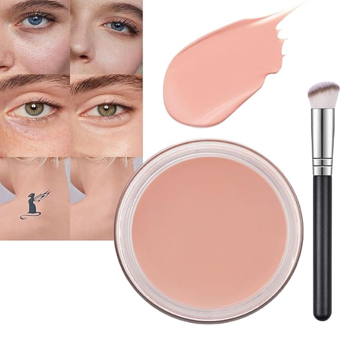 Pot Concealer with Makeup Brush Set,Tattoo Color Correcting ojeras (04-LIGHT)
