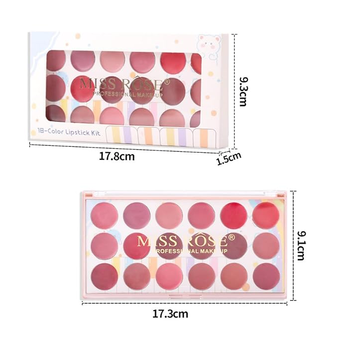 Lip Gloss Palette, 18 Colors Dard Red Pink Nude Brown Lip Makeup Pallet Kit, Pro Women Lip Color Palette with Soft Silicon Brush, Lip Present Set for Teen Girl, Mum, Daughter, Friend, Sister