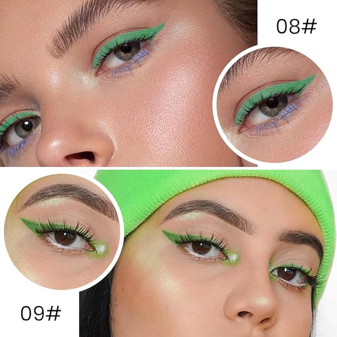 Kaely 2Pcs Light Dark Green Gel Eyeliner Pencils Set,Waterproof Color Colored Eye Liner Crayon,Cat Eye Stencil Gothic Halloween Makeup,Face Paint Eye Black Stick,delineadores de colores para ojos