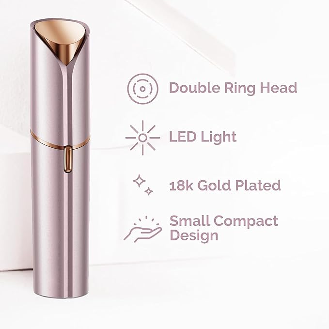 tuokiy Facial Hair Remover for Women, Face Shaver for Women, Lady Face Electric Razor for Lip, Chin, Peach Fuzz, 2 Replacement Heads and USB Rechargeable