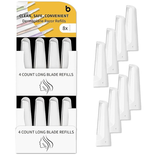 Dermaplane Razor Blades, Dermablade, Safe and Effective Removal Women Facial Peach Fuzz, Gentle Skin Exfoliation Blades, 8 Long Dermaplaning Blades