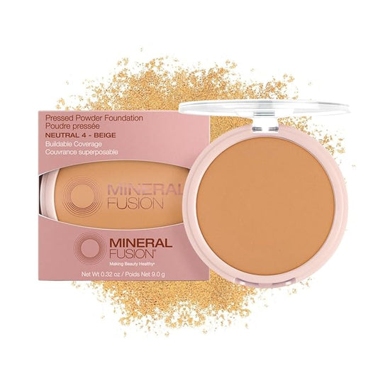 Mineral Fusion Pressed Powder Foundation, Neutral 4 - Hypoallergenic, Cruelty-Free, 0.32 Oz