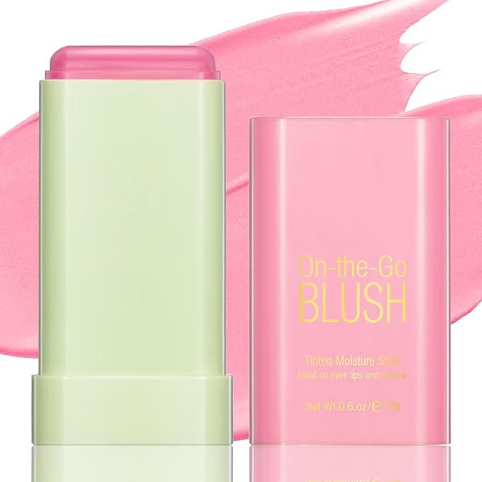 Blush Stick for Cheeks - Cream Makeup Blush Wand, Solid Moisturizer Stick for Cheeks Tint, Natural Blendable Waterproof Korean Matte Long-Lasting Smooth Blushes (#01 Shy Pink)