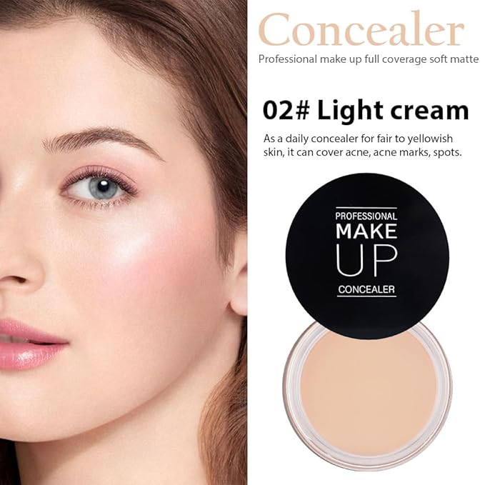Kaely 2Pcs Pot Concealer Full Coverage Set,under Eye Correcting Concealer,02+02