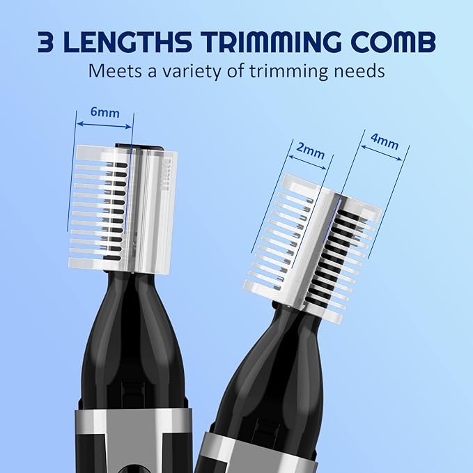 Eyebrow Trimmer Electric Eyebrow Razor for Men, Rechargeable Facial Hair Shaver Painless Detail Trimmer with Rinseable Blade for Face Beard Neck (Black)