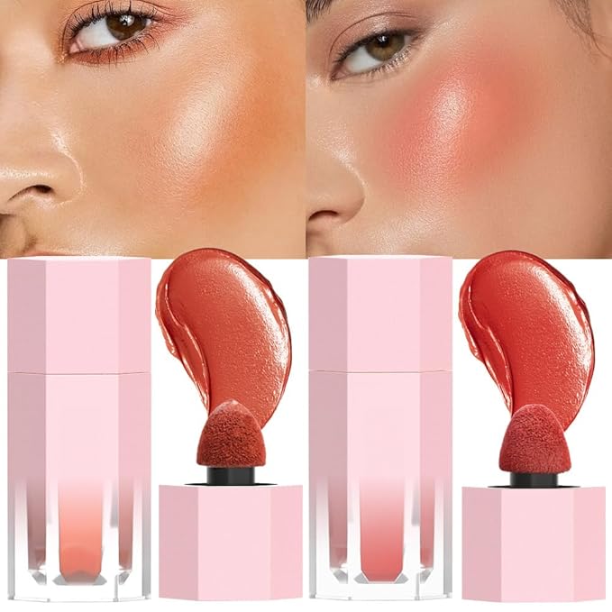 evpct 2Pcs Soft Cream Velvet Liquid Blush Makeup