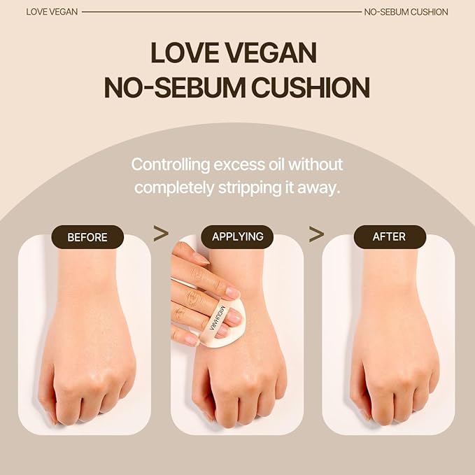 LOVE Vegan No-Sebum Cushion | K-Beauty No Sebum (/0.52 oz.) 15g