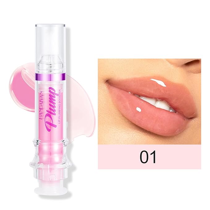 Erinde Lip Plumper Gloss, Natural Spicy Lip Plumping Booster, Ultra-Hydrating & Nourishing Plump Lip Plumper, Glossy Finish Fuller Lip Plumping Oil for Women Girls, 01#