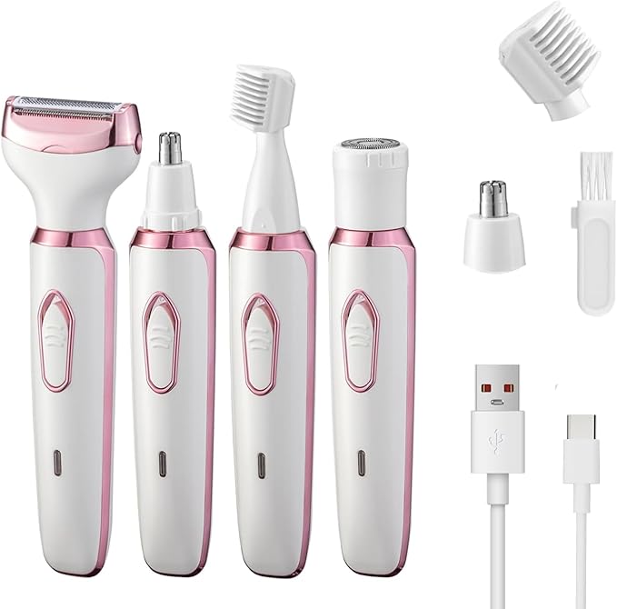 Electric Razor for Women 4 in 1 Rechargeable Painless Body Razors and Facial Hair Remover for Bikini Leg Body Face Underarm
