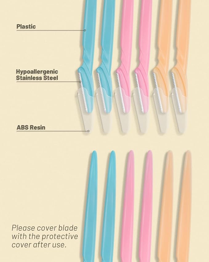 MoHern Eyebrow Razor with Box, 60 Pcs Face Razors for Women and Men, Multipurpose Dermaplane Razor, Dermaplaning Tool for Face, Multi-Color