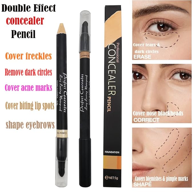 AKARY Concealer Pencil, 2 in 1 Dual-Sided Full (#4 Wheat-colored)