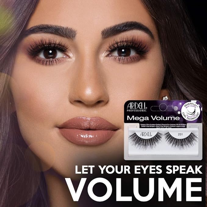 Ardell Mega Volume Lash 251 Multi-Layered False Lashes with Curl Technology, 4 pairs