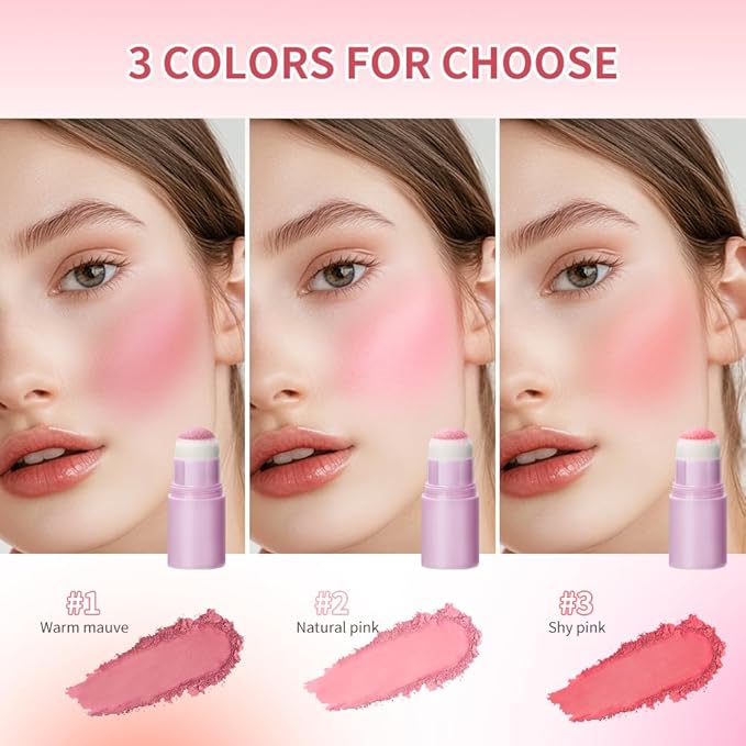 Soft Face Blush Stick, Matte Natural Long Lasting Blush for a Flawless Finish, Creamy Blendable Formula for All Skin Types, Everyday Wear Professional Quality Makeup (Warm mauve, Large)