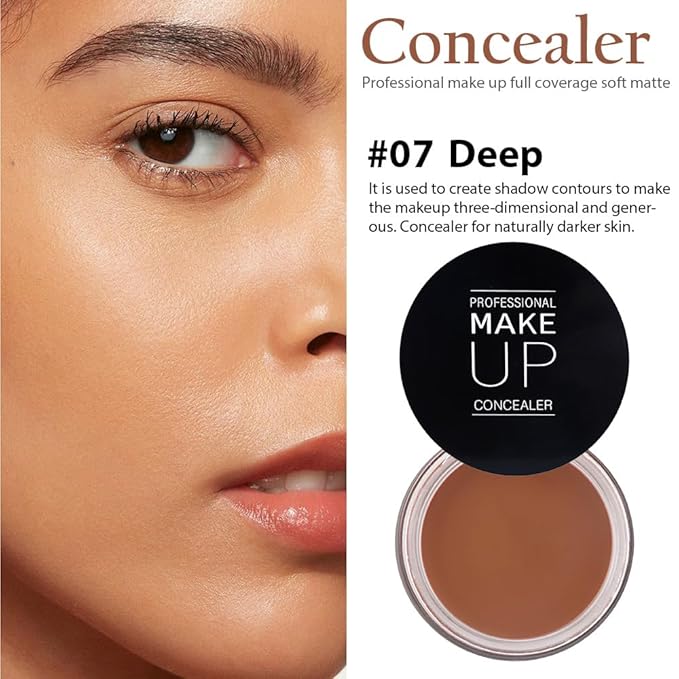 Pot Concealer with Makeup Brush Set,Tattoo Color Correcting ojeras (07-DEEP)
