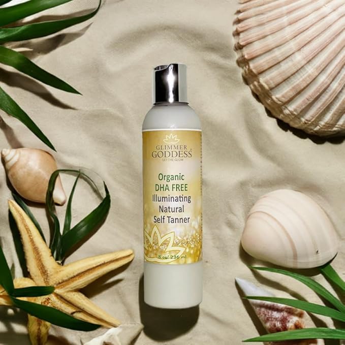 Glimmer Goddess Organic DHA FREE Self Tanner - (Dark) Sunless Tanning Lotion 8 oz