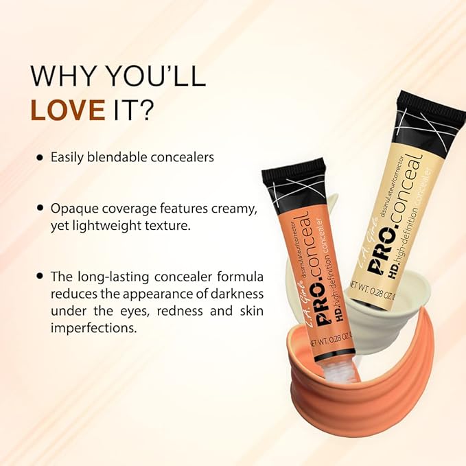 L.A. Girl Pro Conceal HD Concealer, Light Yellow 0.28 Ounce