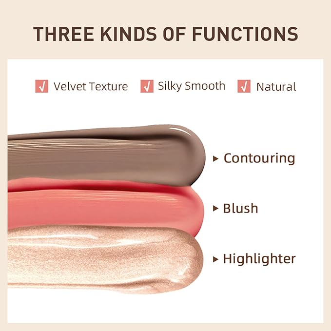 Erinde 3 Colors Liquid Highlighter Blush Contour Set,