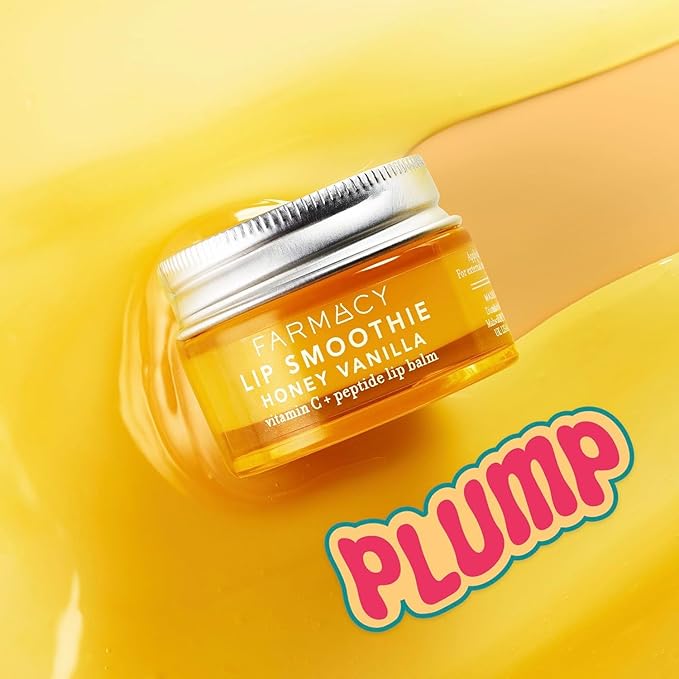 Farmacy Peptide Lip Balm - Lip Smoothie Hydrating Lip Balm with Vitamin C to Visibly Plump + Smooth Lip Lines - Nourishing Lip Treatment with a High-Gloss Finish - Honey Vanilla (10g)