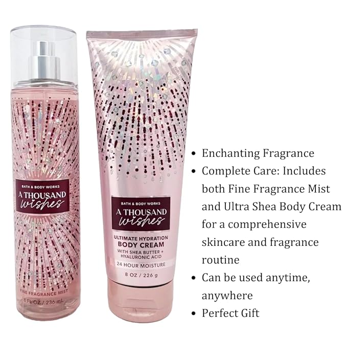 Bath & Body Works - Signature Collection - A Thousand Wishes- Gift Set- Fine Fragrance Mist & Ultra Shea Body Cream by Bath & Body Works