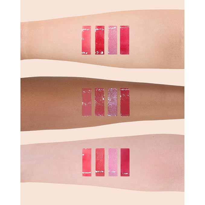 Flower Knows Violet Strawberry Rococo Glowy Lip Gloss G01+G02 +Hair Clips Set