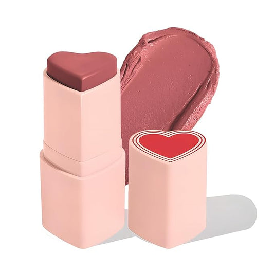 Blush Stick for Cheeks, Cream Blush with Heart-shaped, Blush Him
