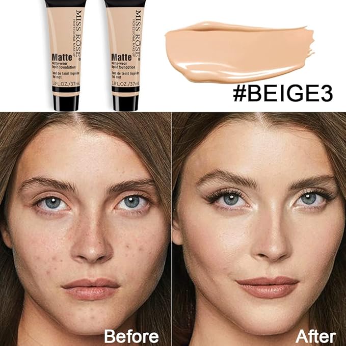 2 Pack Liquid Foundation Cream for Face Makeup,Durable