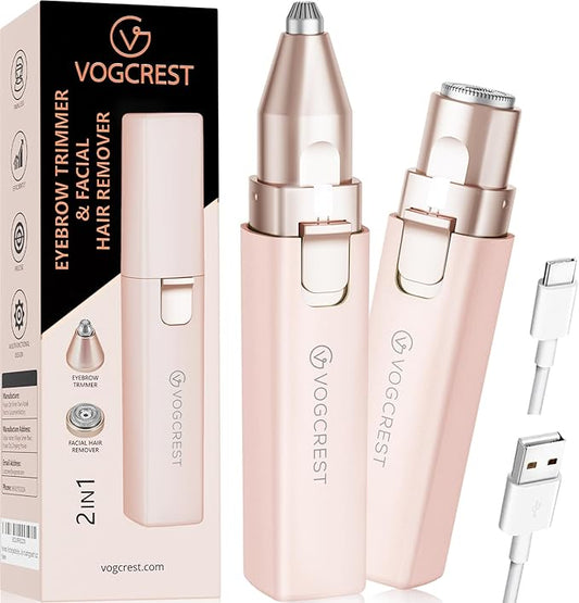 Painless Rechargeable Eyebrow Hair Trimmer: A 2-in-1 Eyebrow Trimmer for women for shaping eyebrows and gently removing unwanted hair from the face chin neck upper lip including peach fuzz