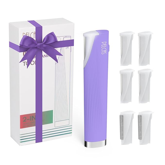 PELCAS Electric Dermaplaning Tool for Women Face with LED Light 3 Speeds Mini Dermaplaning Razor with 6 Blades, 2 in 1 Facial Peach Fuzz Hair & Exfoliation Removal System At Home BV18-712 Light Purple