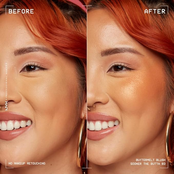 NYX PROFESSIONAL MAKEUP Buttermelt Powder Blush, Fade and Transfer-Resistant Blush, Up to 12HR Make Up Wear, Vegan Formula - Sooner The Butta