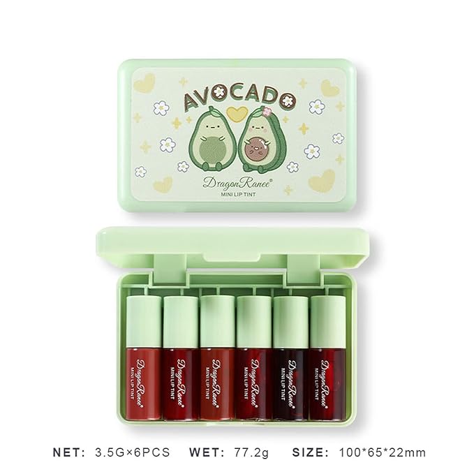 6 Colors Lip Tint Stain Set,Korean Velvet Water Lip