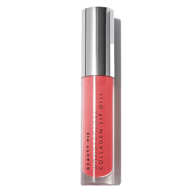 Beauty Pie Wondergloss Collagen Lip Oil + (Spicy Pink) – Hydrating, Plumping, Non-Sticky Gloss with Collagen AC Micro-Vectors & Cherry Oils