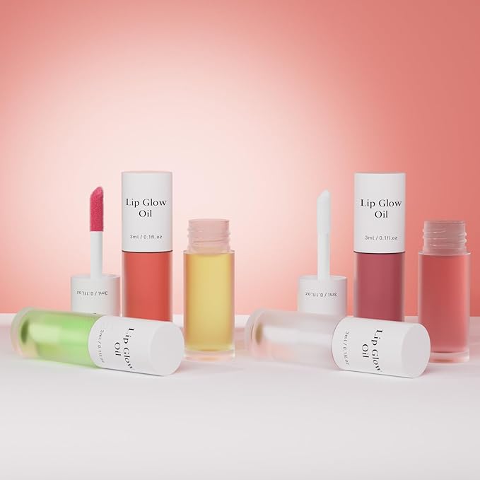 Plumping Lip Oil, Long Lasting Hydrating Lip Stain Lip Balm Cherry Fruit Revitalizing, Transparent Lip Care Oil for Dry Lip (Cherry Red)