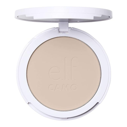e.l.f. Camo Powder Foundation, Lightweight, Primer-Infused Buildable & Long-Lasting Medium-to-Full Coverage Foundation, Fair 100 W