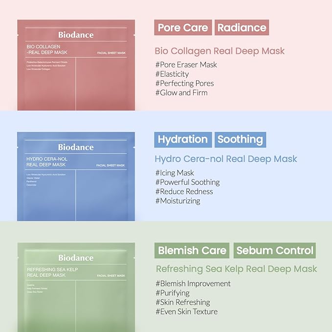 BIODANCE Bio-Collagen Real Deep Mask, Hydrating Overnight Hydrogel Mask, Pore Minimizing, Elasticity Improvement, 34g x16ea