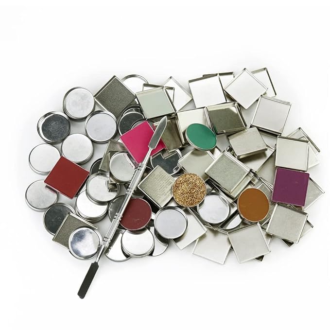 50 Pcs Empty Square Metal Pans, Makeup Palette