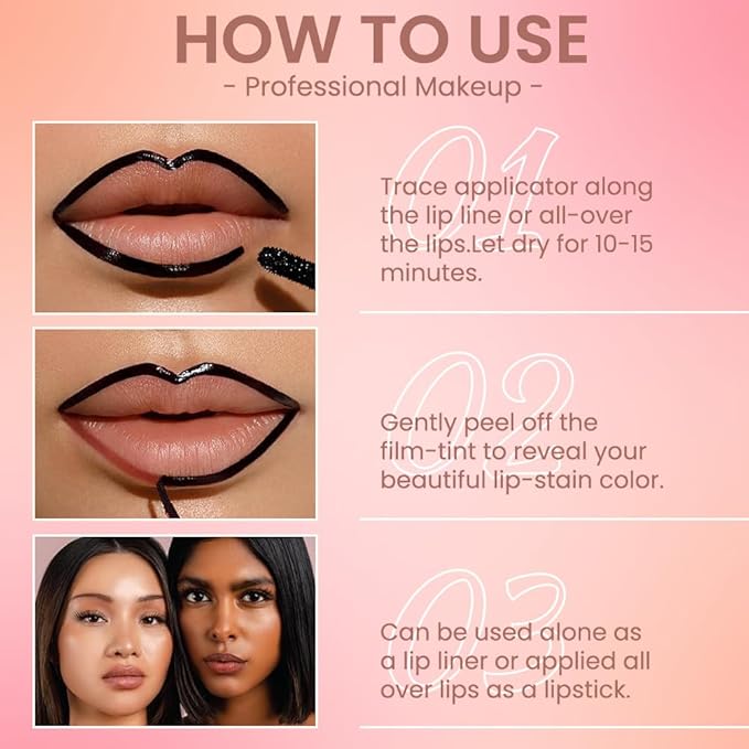 Matte Lip Gloss Stain-Peel Off Lip Liner Tattoo, Orange Brown Lip Tint，Long Lasting Peel Off Lip Stain, Waterproof Transfer-proof Lip Mask Lip Liner Peel Off Lip Gloss,Stayn Lip Makeup. #01