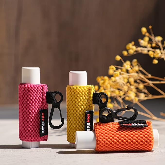 3PCS Lip Balm Holder Sleeves Keychain Sleeves(Black/Brown/Blue)
