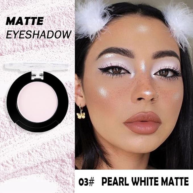 Monochrome Matte Eyeshadow Makeup Palette, Highly Pigmented Pearl White Eyeshadow Palette, Matte Pressed Powder Eye shadow Makeup, Single Vegan Eye Shadow, Daily Evening Women Girls Eyeshadow Gift 3#