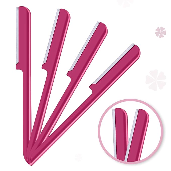 10 Pieces Women's Facial Razor Eyebrow Shaver Razor Brow Shaper Eyebrow Trimmer Dermaplaner Shaping Tool with Cover (Rose Red)