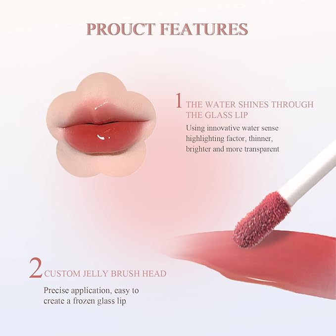 KWOLYKIM 2 In 1 Double Mirror And Matte Lip Gloss, Hydrating Lip Gloss with Essential oil, Liquid Shine Glossy Lip Tint, Hydrated & Fuller-looking Lips, Long-Lasting Sweet Lip Glaze